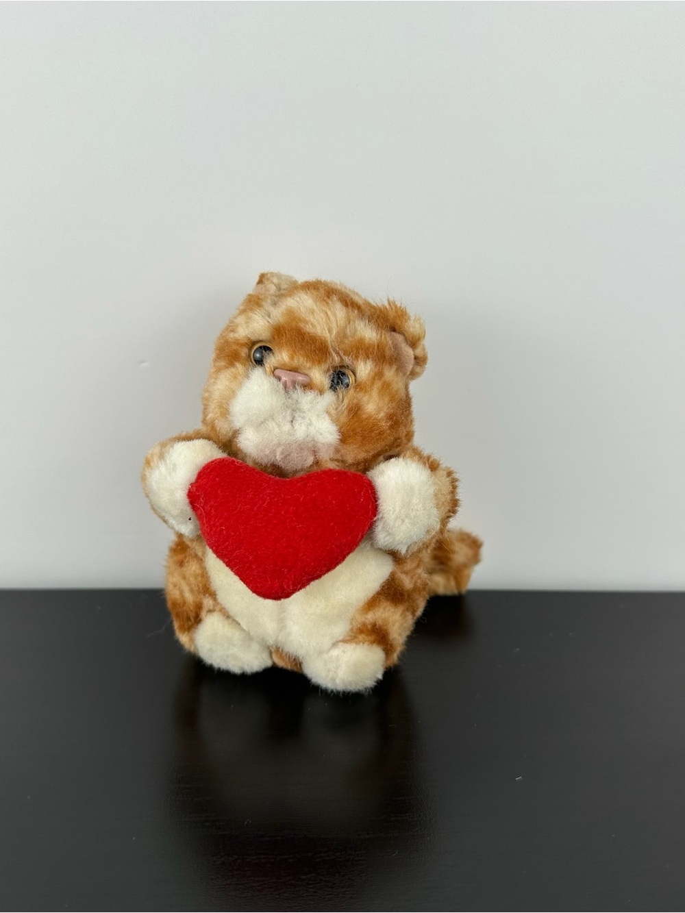 Russ RARE Prudence Orange Ginger Tabby Cat Red Heart Keychain Clip 4.5” Plush